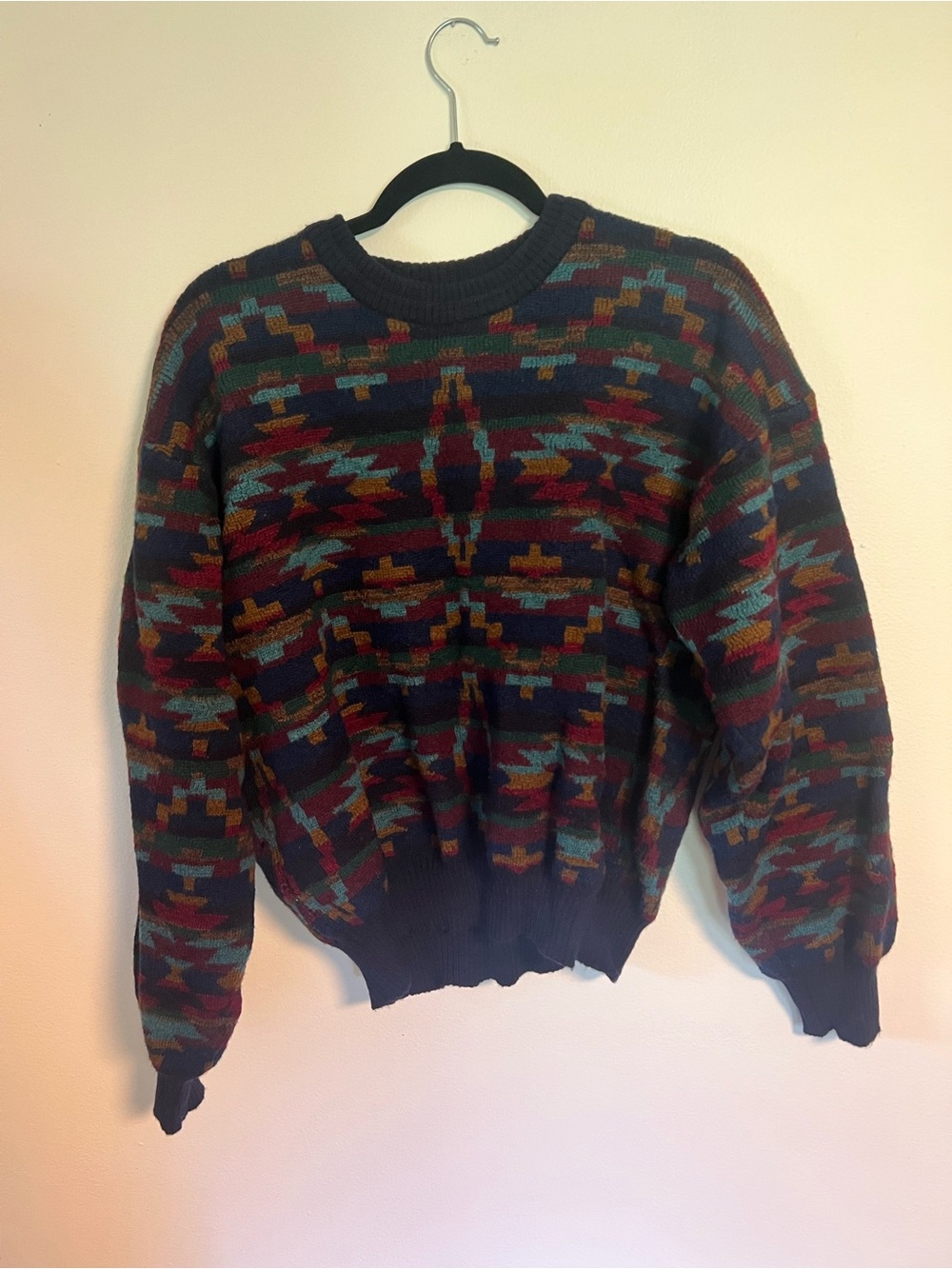Multicolor Geometric Pattern Crewneck Sweater - Men
